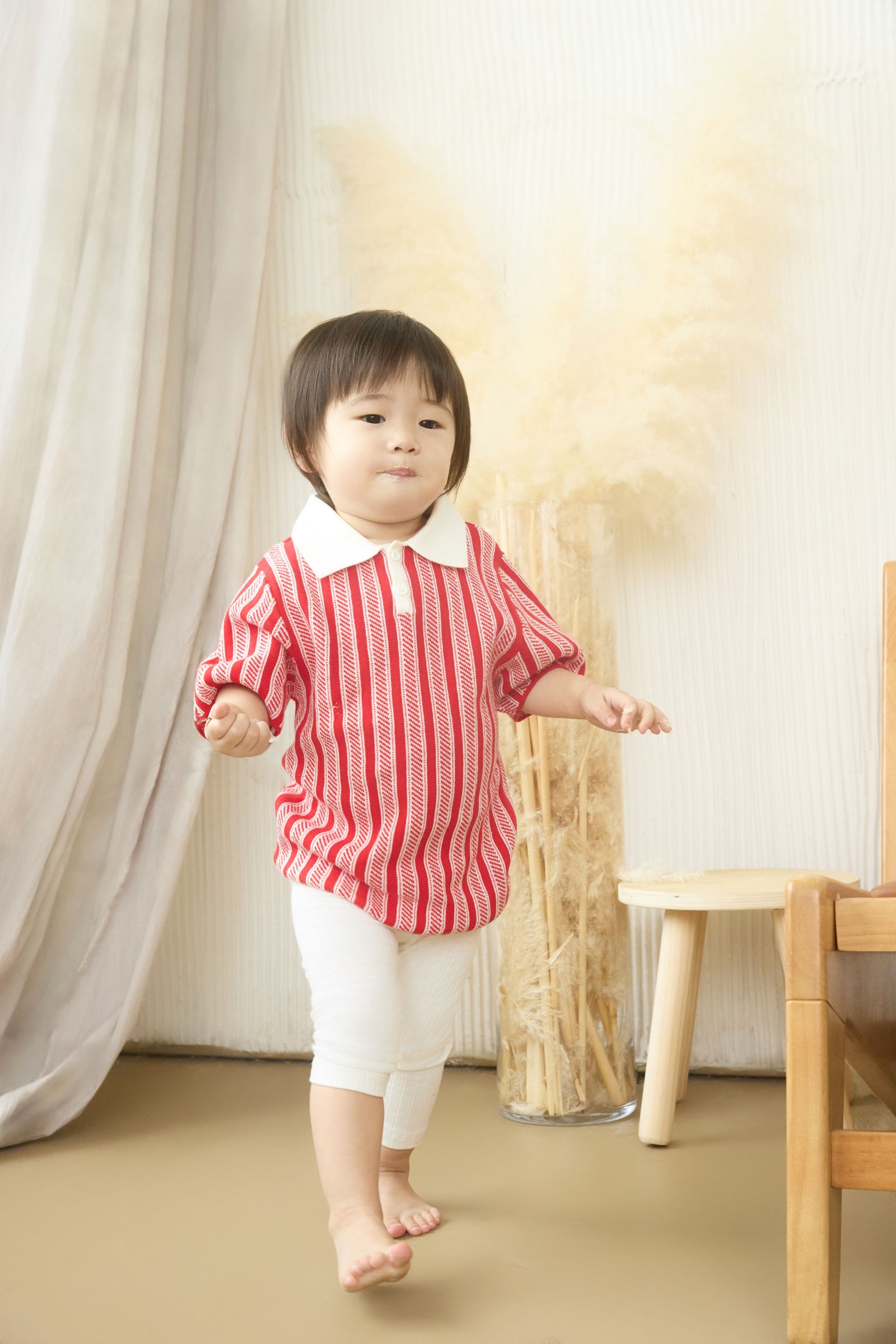 MÔME CHOIX Red Striped Polo