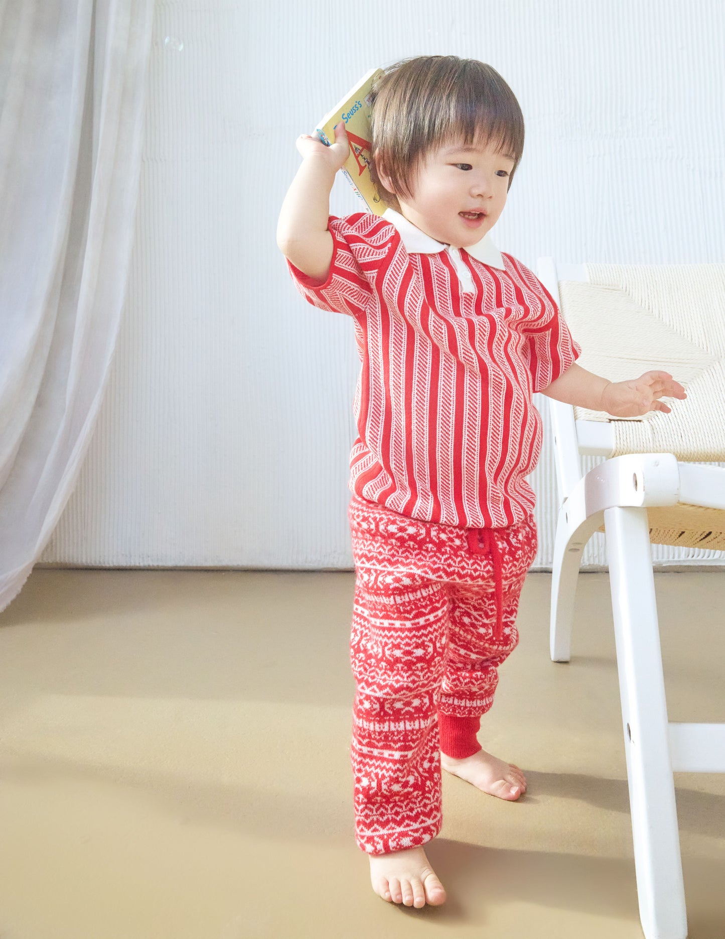 MÔME CHOIX Red Striped Polo