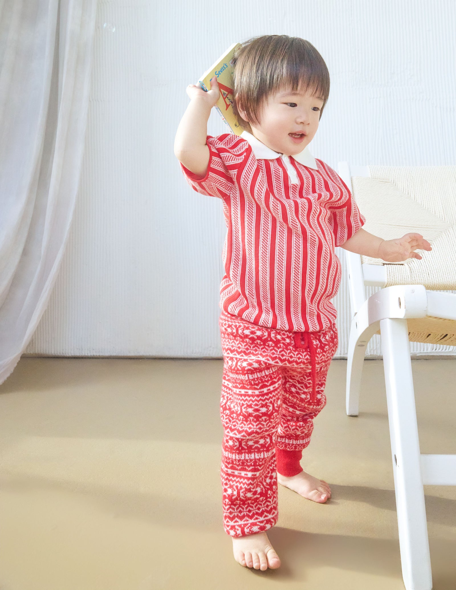 MÔME CHOIX Red Striped Polo