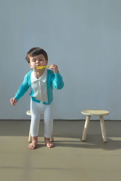 MÔME CHOIX Color-Blocking Wool Collared Cardigan