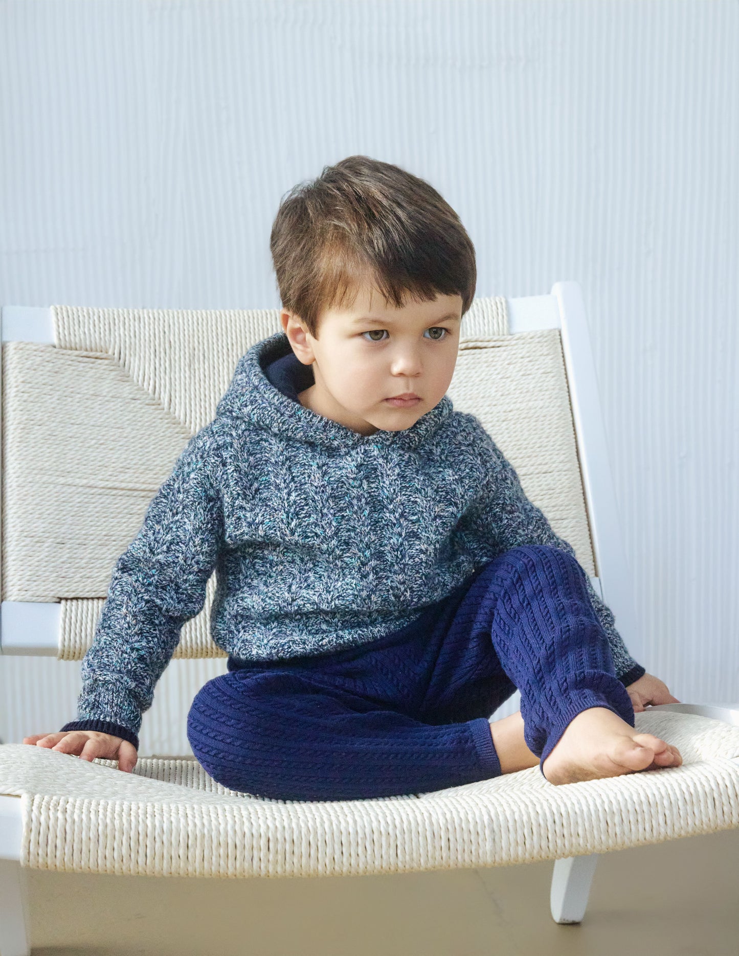 MÔME CHOIX Double-Color Wool Knit Hoodie