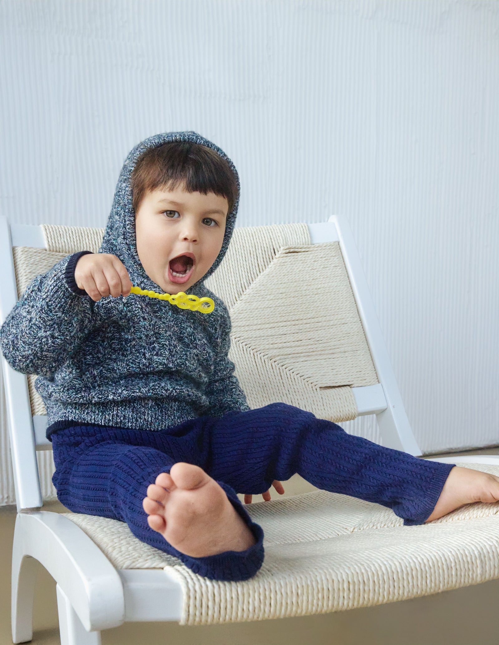 MÔME CHOIX Double-Color Wool Knit Hoodie