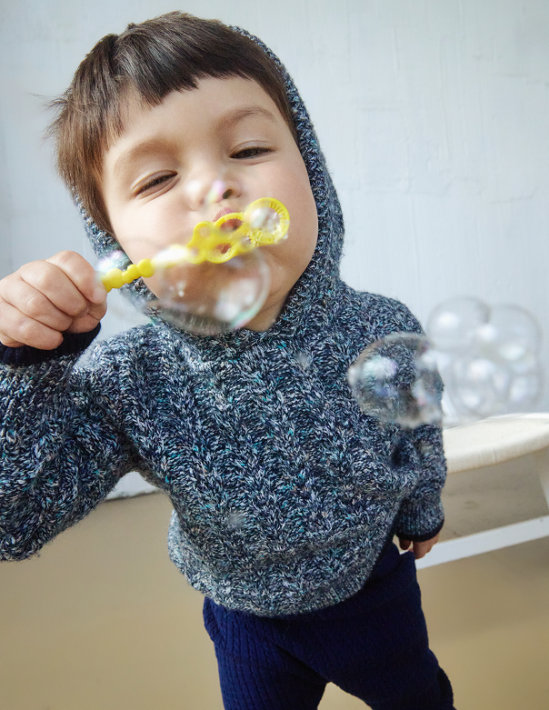 MÔME CHOIX Double-Color Wool Knit Hoodie