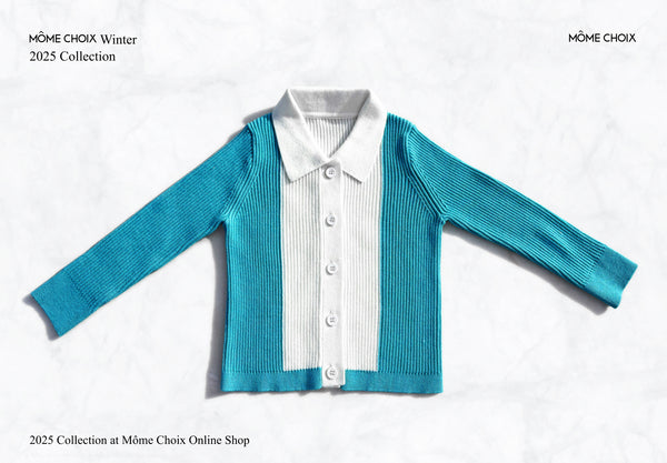 MÔME CHOIX Color-Blocking Wool Collared Cardigan
